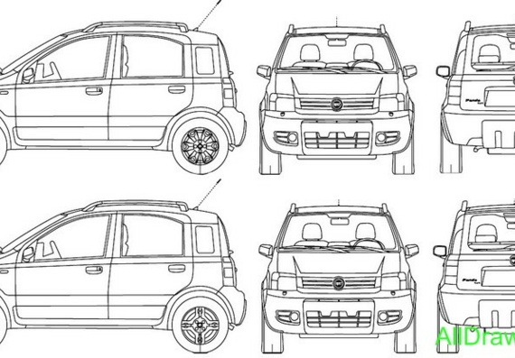 Fiat Panda 4x4 (2005) (Фиат Панда 4x4 (2005)) - чертежи (рисунки) автомобиля